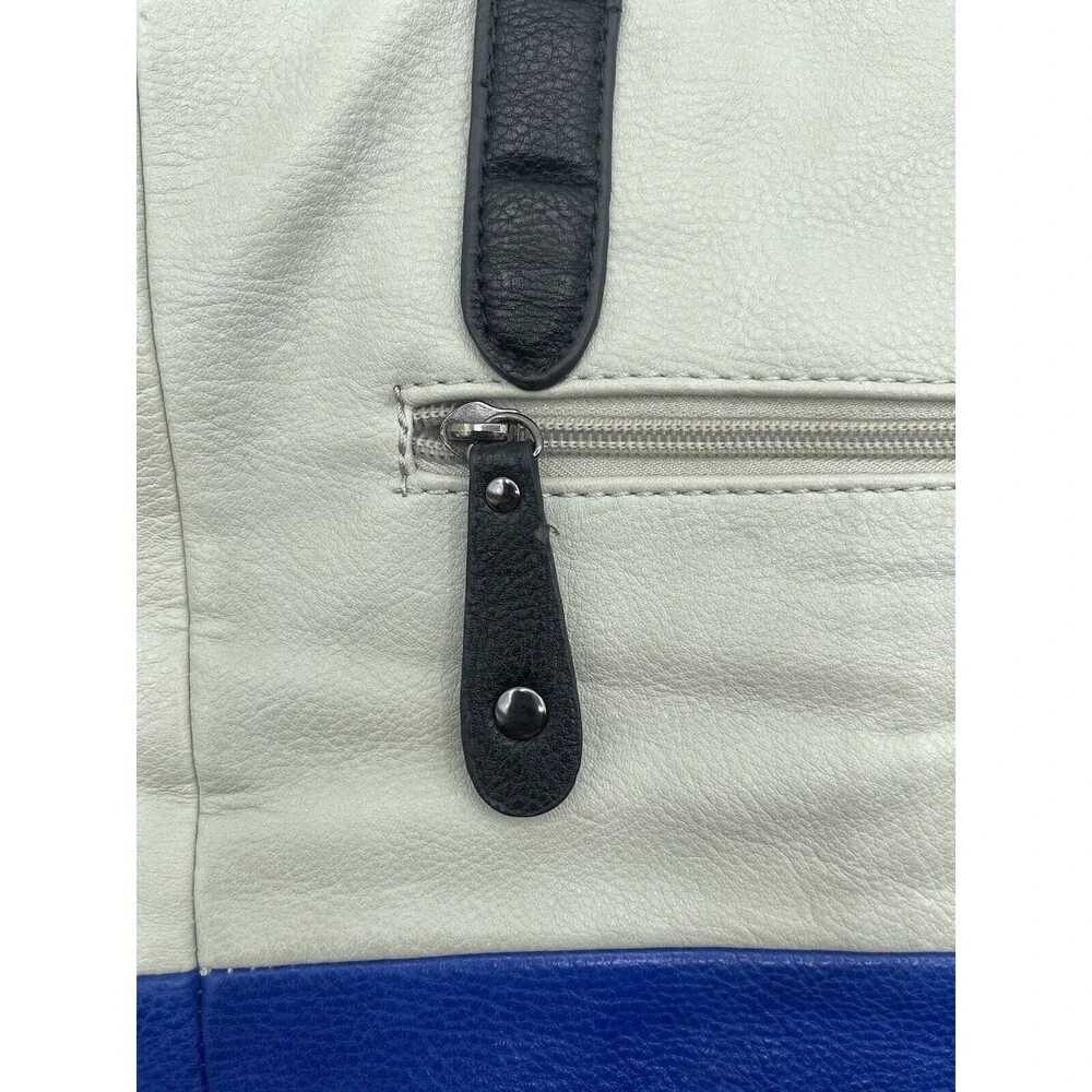 CLARKS Women's Over the Shoulder Tri-Color Laptop Tote - Cream, Blue, Black